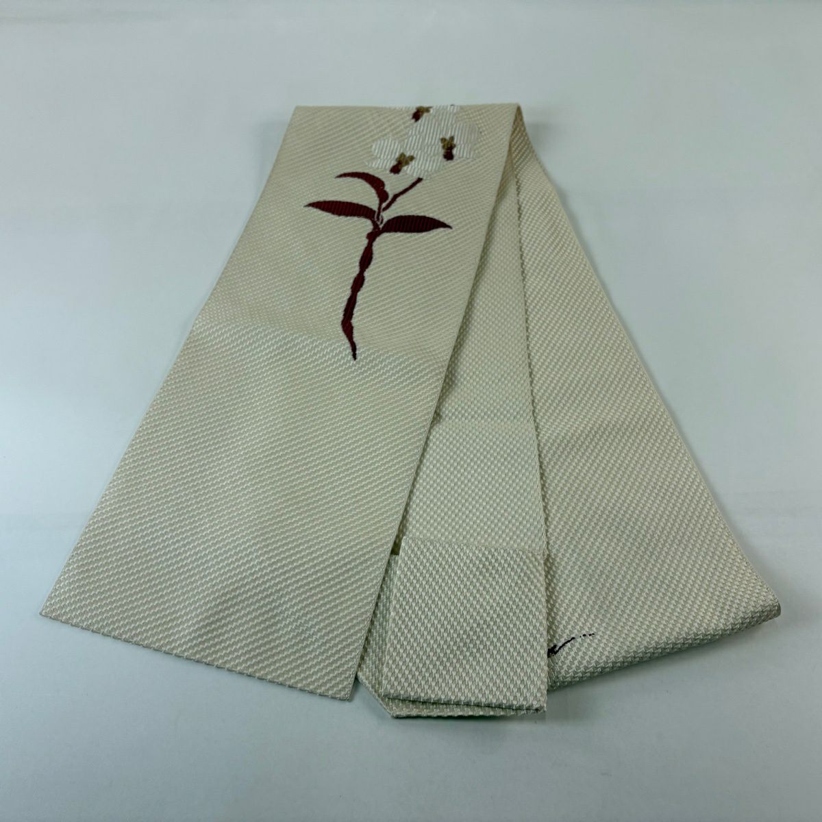 名古屋帶 秀品級 松樹葉仕立 八寸名古屋帶 草花紋 純蠶絲