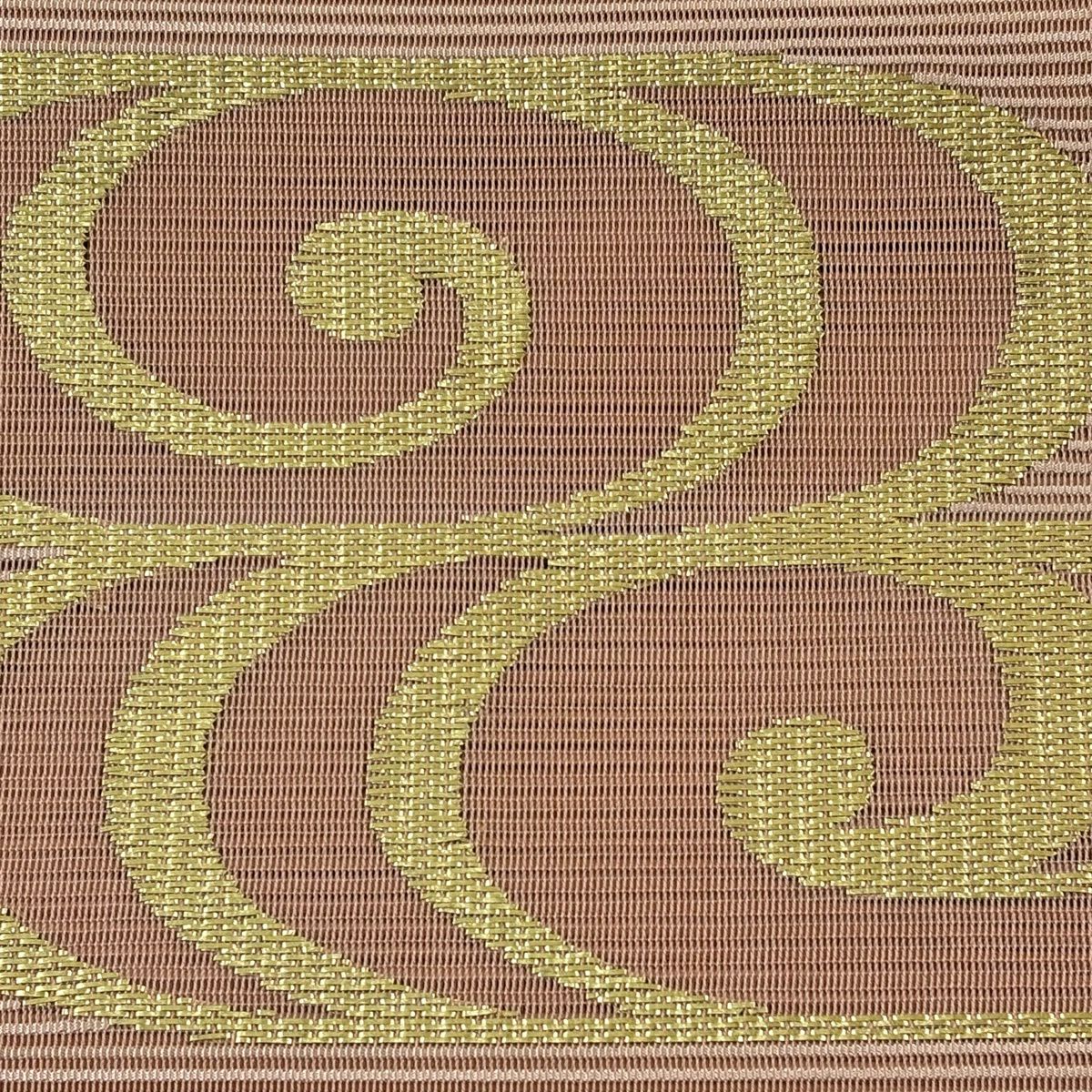 名古屋帶 秀品級 夏帶 松樹葉仕立 雙層仕立 絽 観世水 金金箔 粉紅 純蠶絲