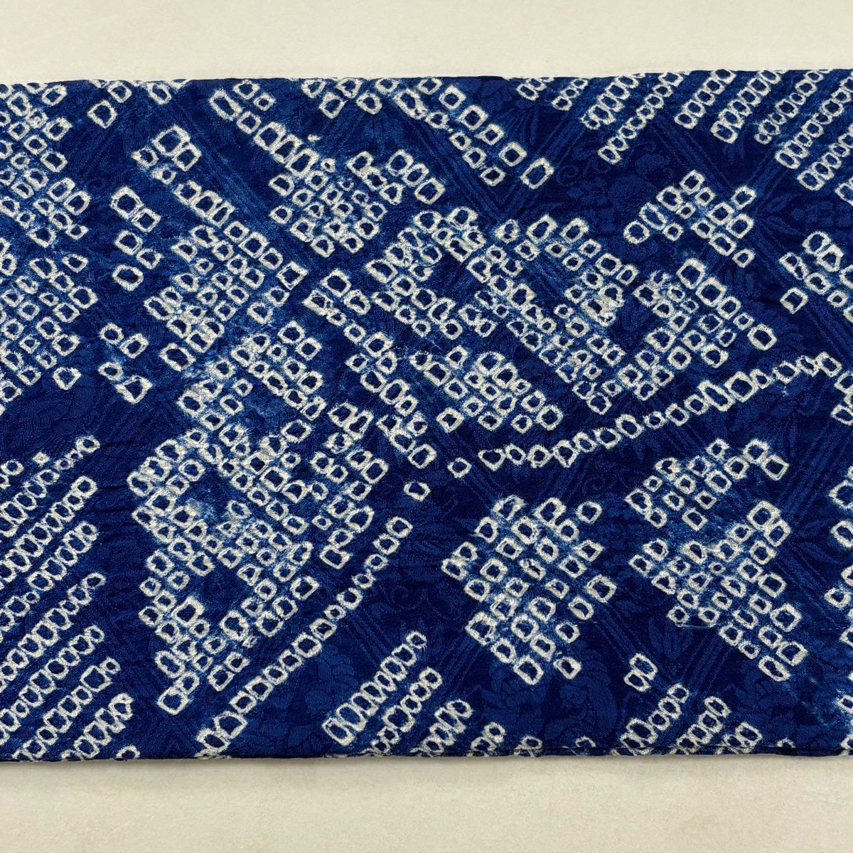 名古屋帶 秀品級 蝴蝶 幾何圖案 全絞染 藍色 純蠶絲