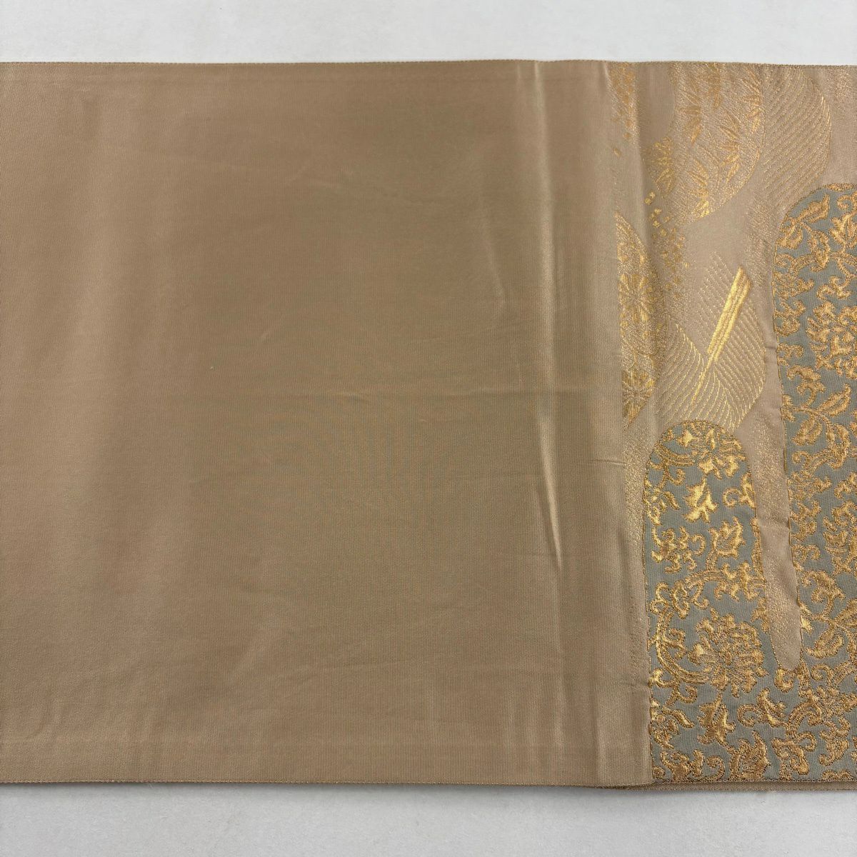 袋帶 秀品級 薄霞 花菱 金絲 金金箔 淺茶 深色 六通 純蠶絲