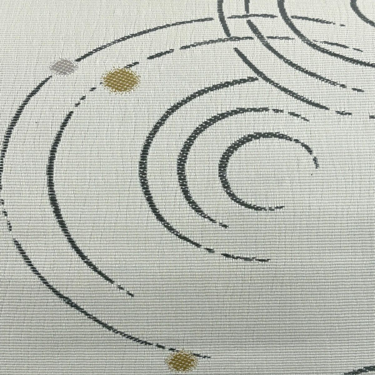 【美品】 袋帶 名古屋帶 秀品級 波紋 瀬戶的漩渦 灰白 純蠶絲