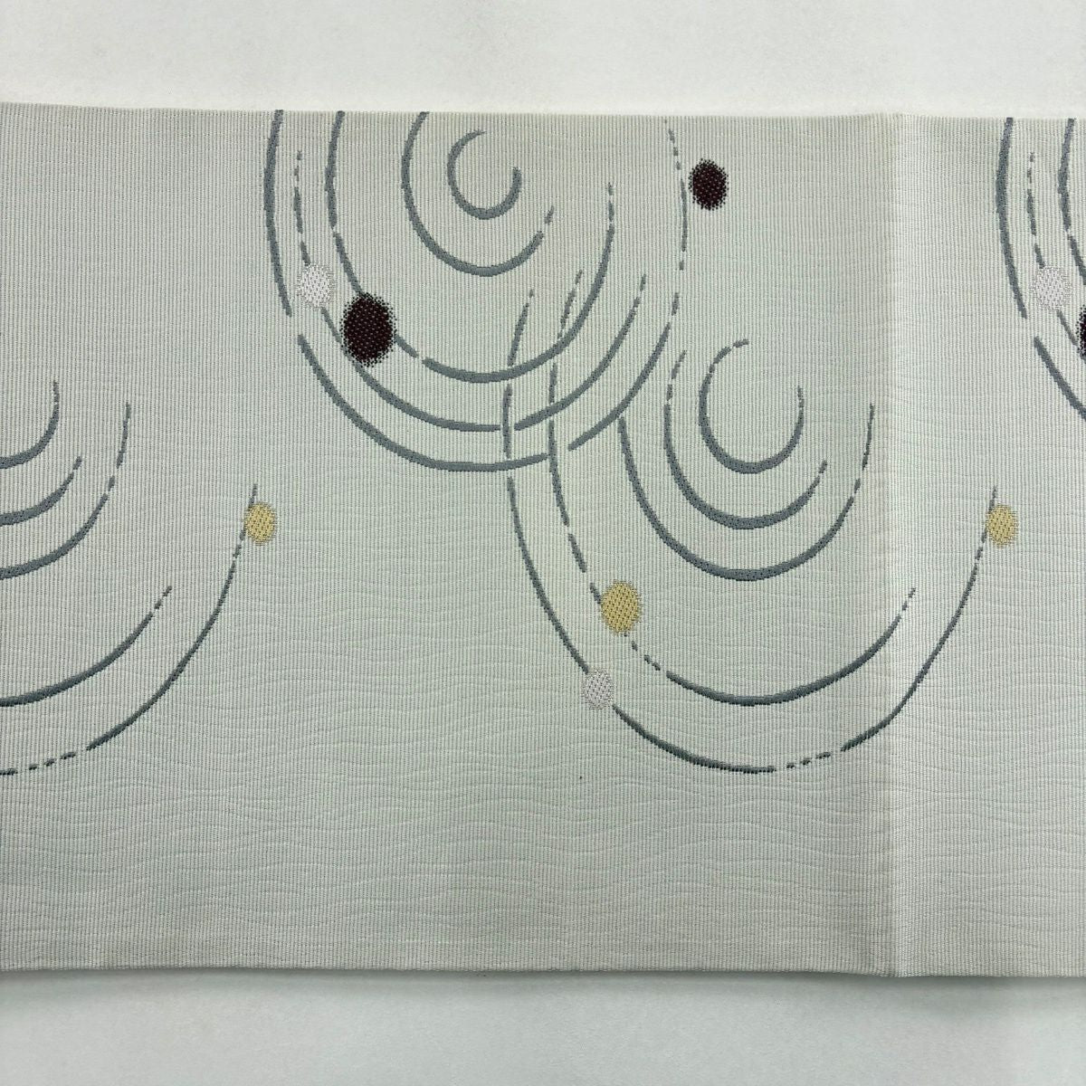【美品】 袋帶 名古屋帶 秀品級 波紋 瀬戶的漩渦 灰白 純蠶絲