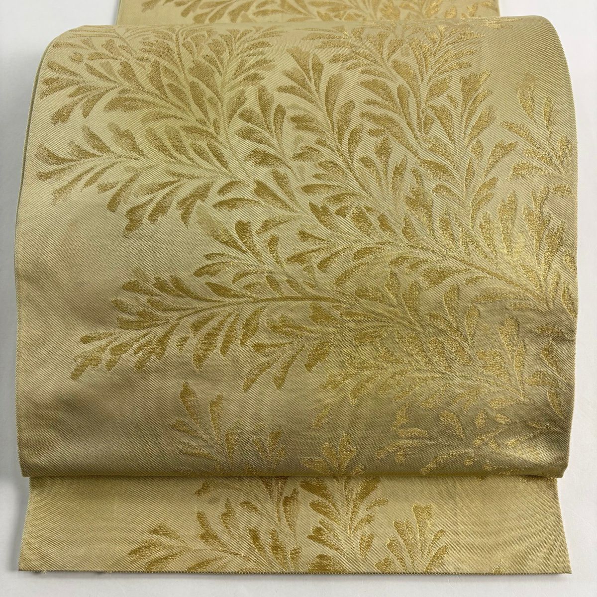 袋帶 秀品級 川島織物 有落款 枝葉 金絲 金色 六通 純蠶絲