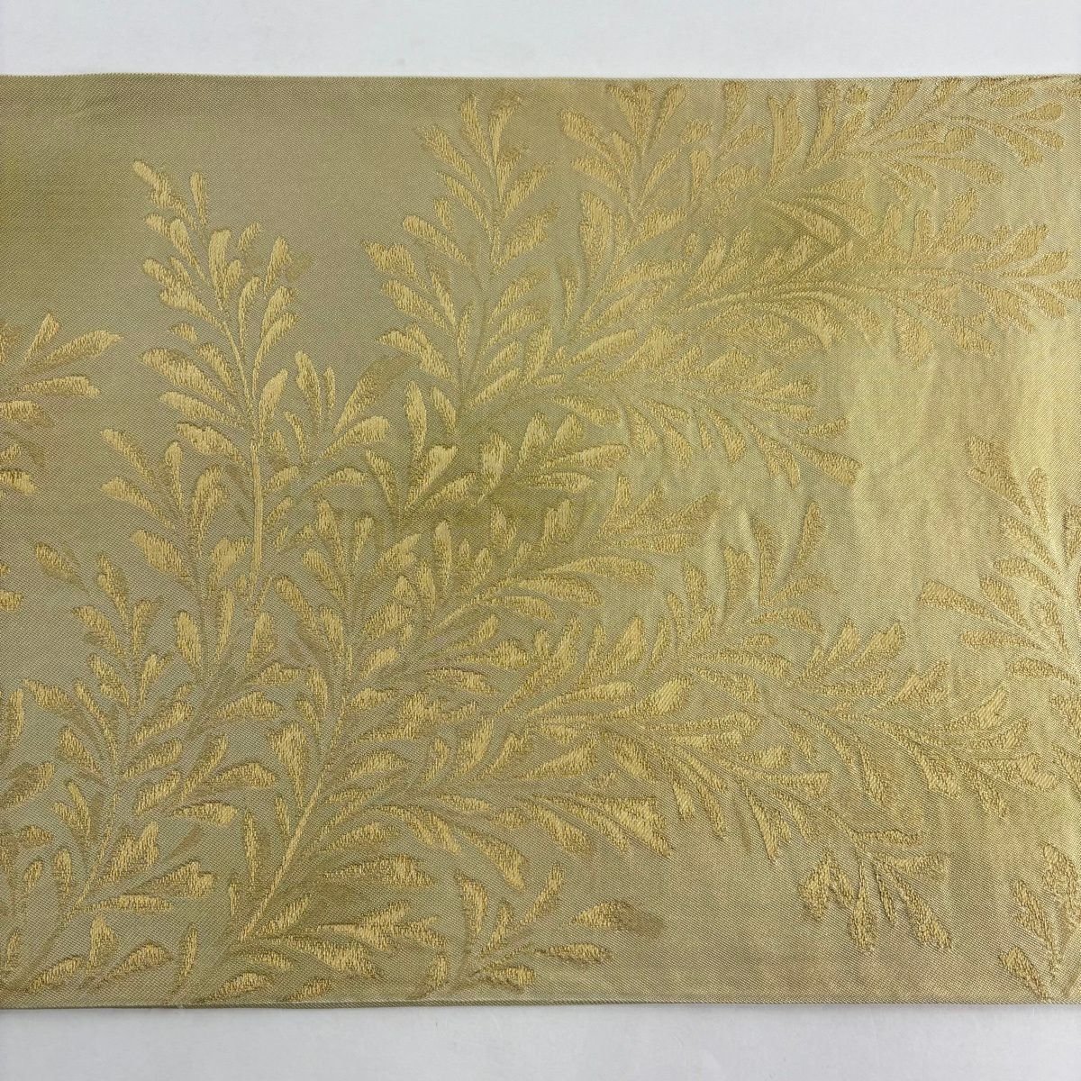 袋帶 秀品級 川島織物 有落款 枝葉 金絲 金色 六通 純蠶絲