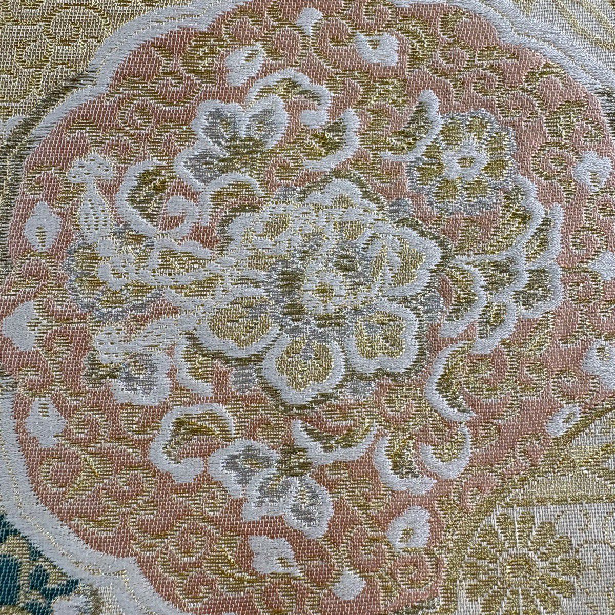 【美品】 袋帶 秀品級 鏡裏花重文 花鳥 金銀彩 金金箔 金色 六通 純蠶絲