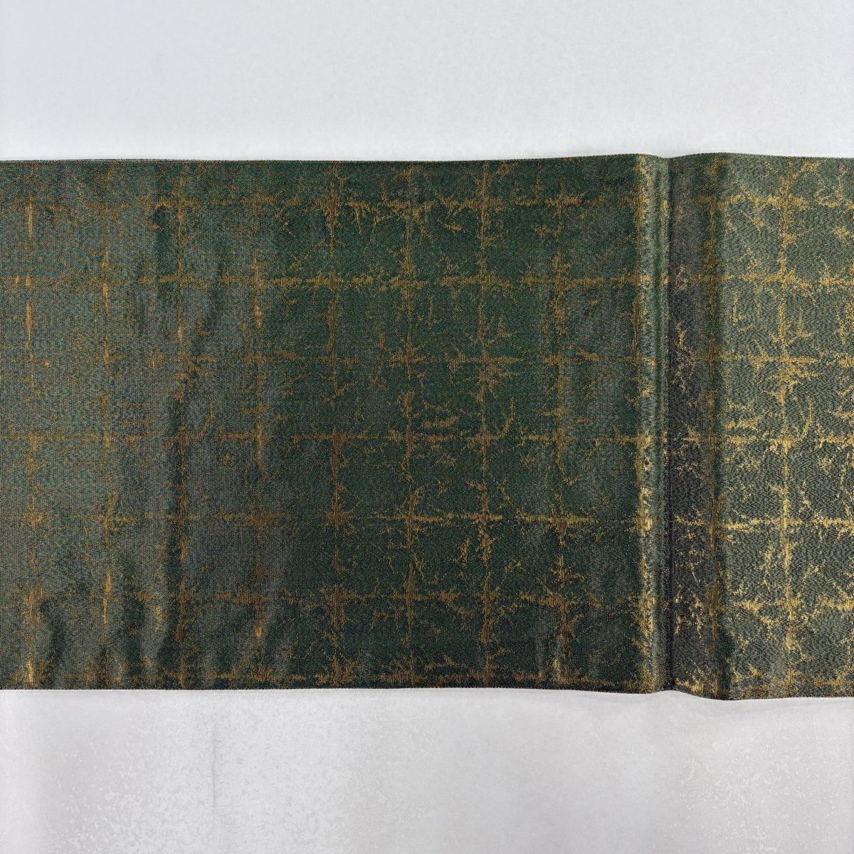 【美品】 袋帶 名品級 落款あり 辻花染 金金箔 鶯色 お太鼓柄 純蠶絲