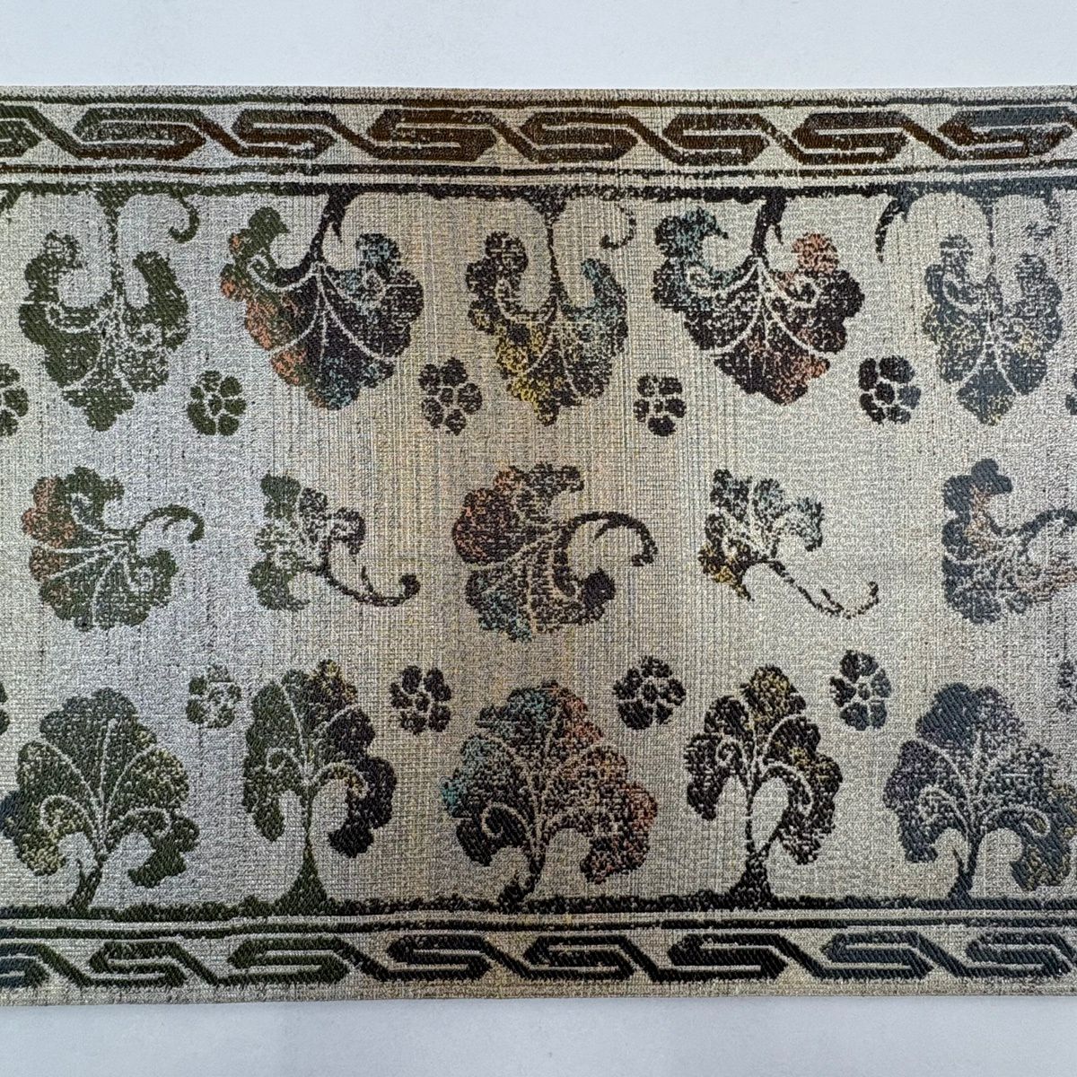 【美品】 袋帶 名品級 葉花 金金箔 米色 六通 純蠶絲