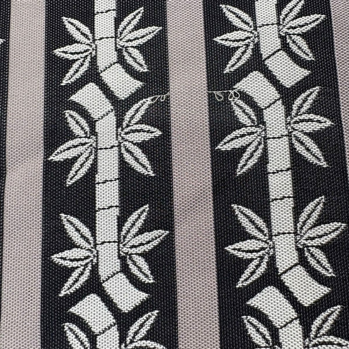 【美品】 袋帶 名品級 落款あり 竹子 縞 灰紫 全通 純蠶絲