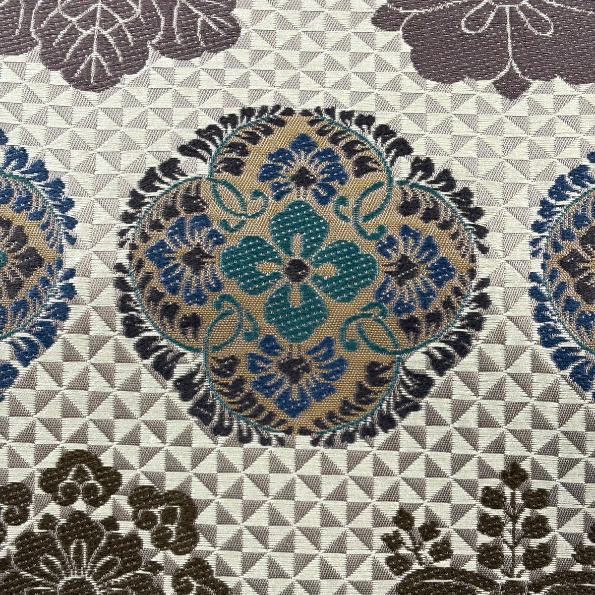 【美品】 袋帶 名品級 吉祥粹華 華紋 桐 薄小豆 六通 純蠶絲