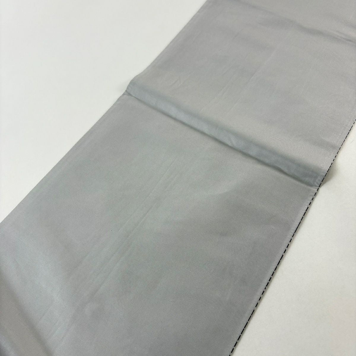 【美品】 袋帶 名品級 縞 幾何圖案 黑灰 全通 純蠶絲