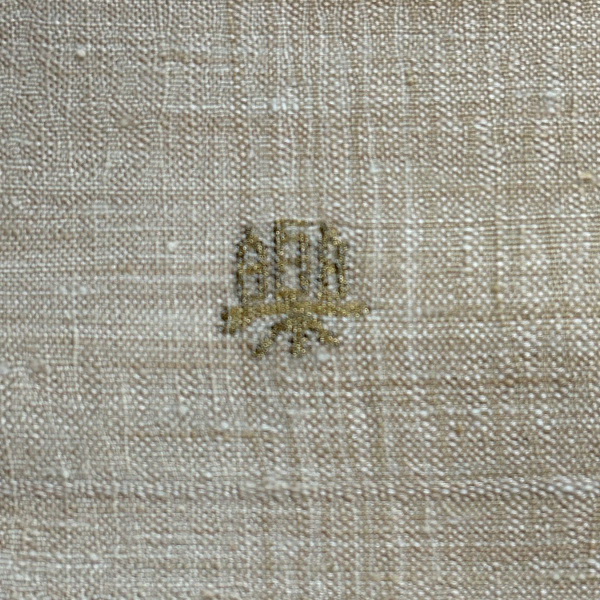 【美品】 袋帶 名品級 柿渋染 縞 幾何學 金絲 金金箔 淺茶 細帶圖案 純蠶絲