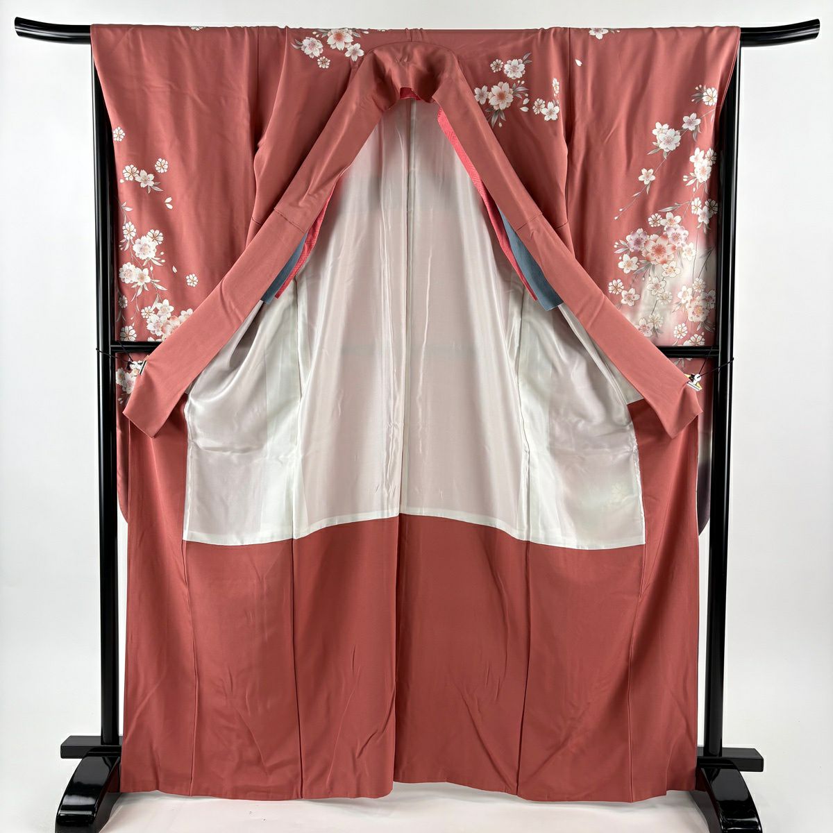 【美品】振袖禮服 身長166cm 袖長68.5cm L 雙層 櫻花 金銀彩 漸層 粉色 純蠶絲 名品級