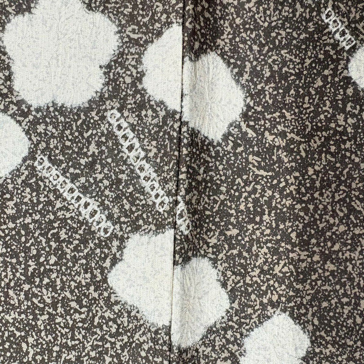【美品】訪問服 身長161.5cm 袖長65cm M 雙層 紬織織 枝梅花 絞染 灰茶 純蠶絲 名品級