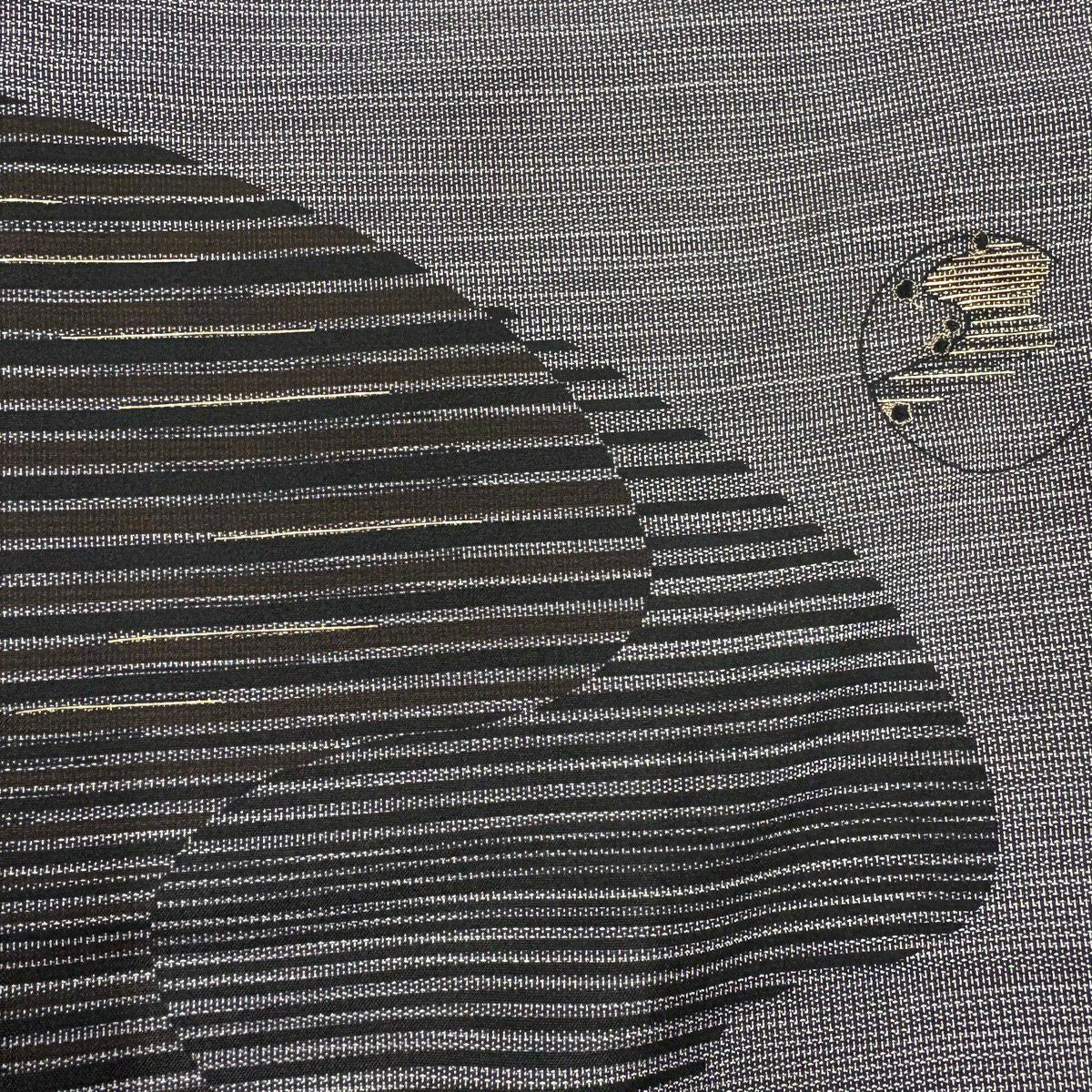 【美品】 付下 身長161cm 袖長68.5cm L 雙層 紬織織 林淳一 落款あり 波 流水 金金箔 金銀彩 黑灰 純蠶絲 名品級