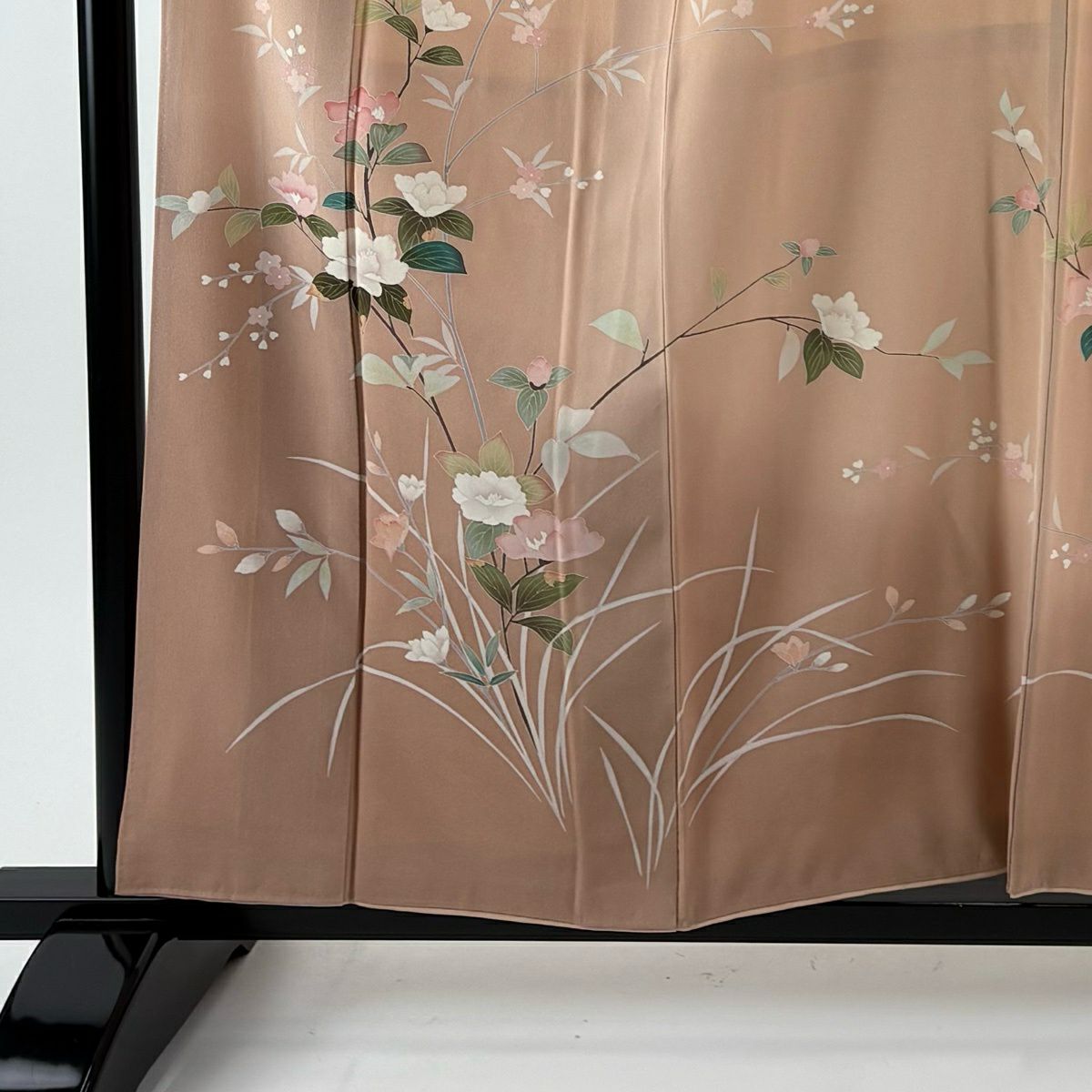 【美品】訪問服 身長158.5cm 袖長65.5cm M 雙層 落款 草花紋紋 漸層 淡粉色 純蠶絲 優品級 一個紋
