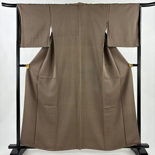 【美品】 小紋 身長160.5cm 袖長65.5cm M 雙層 幾何學圖案 焦茶 純蠶絲 秀品級