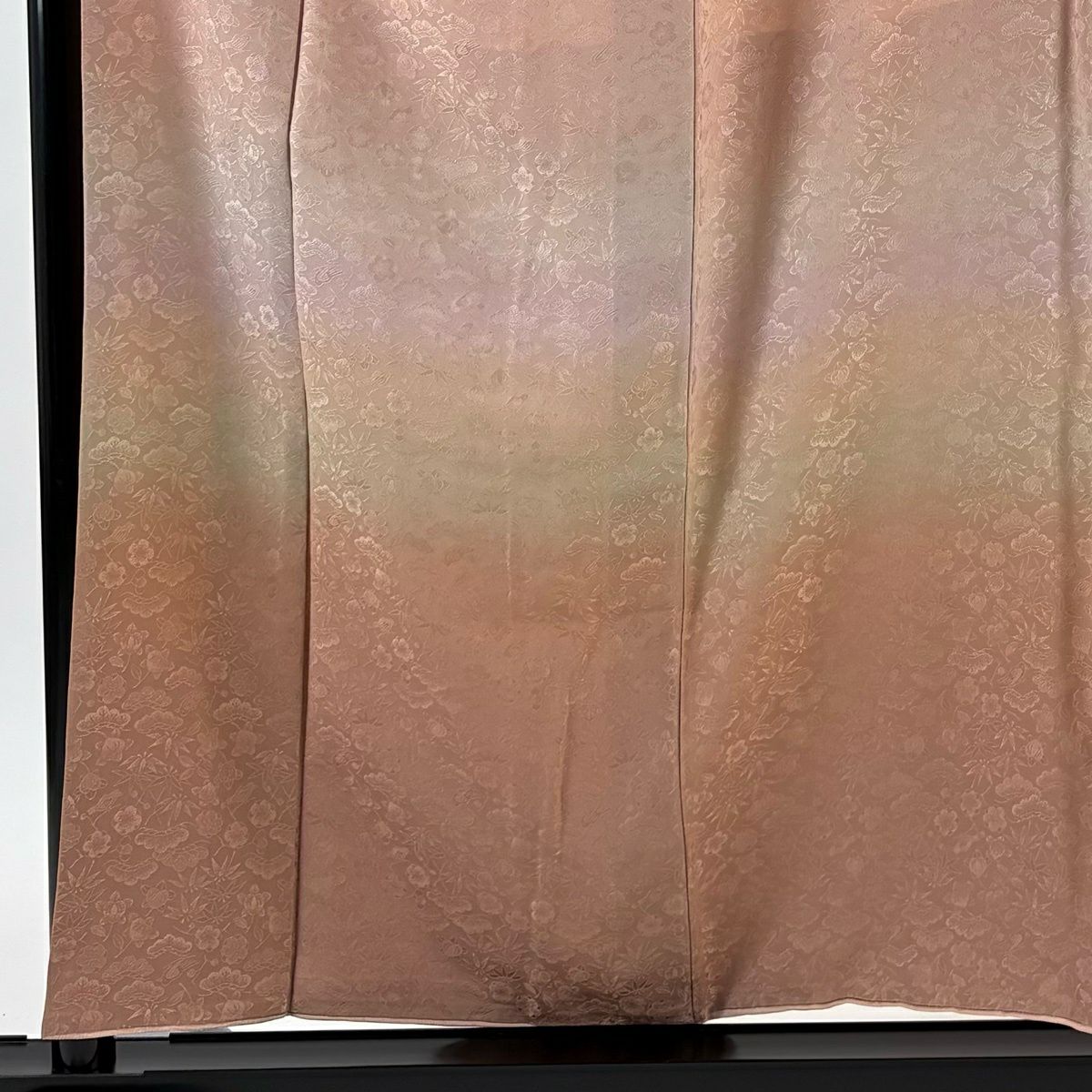 【美品】 付下 身長157cm 袖長61.5cm S 雙層 地紋 漸層 粉紅 純蠶絲 優品級