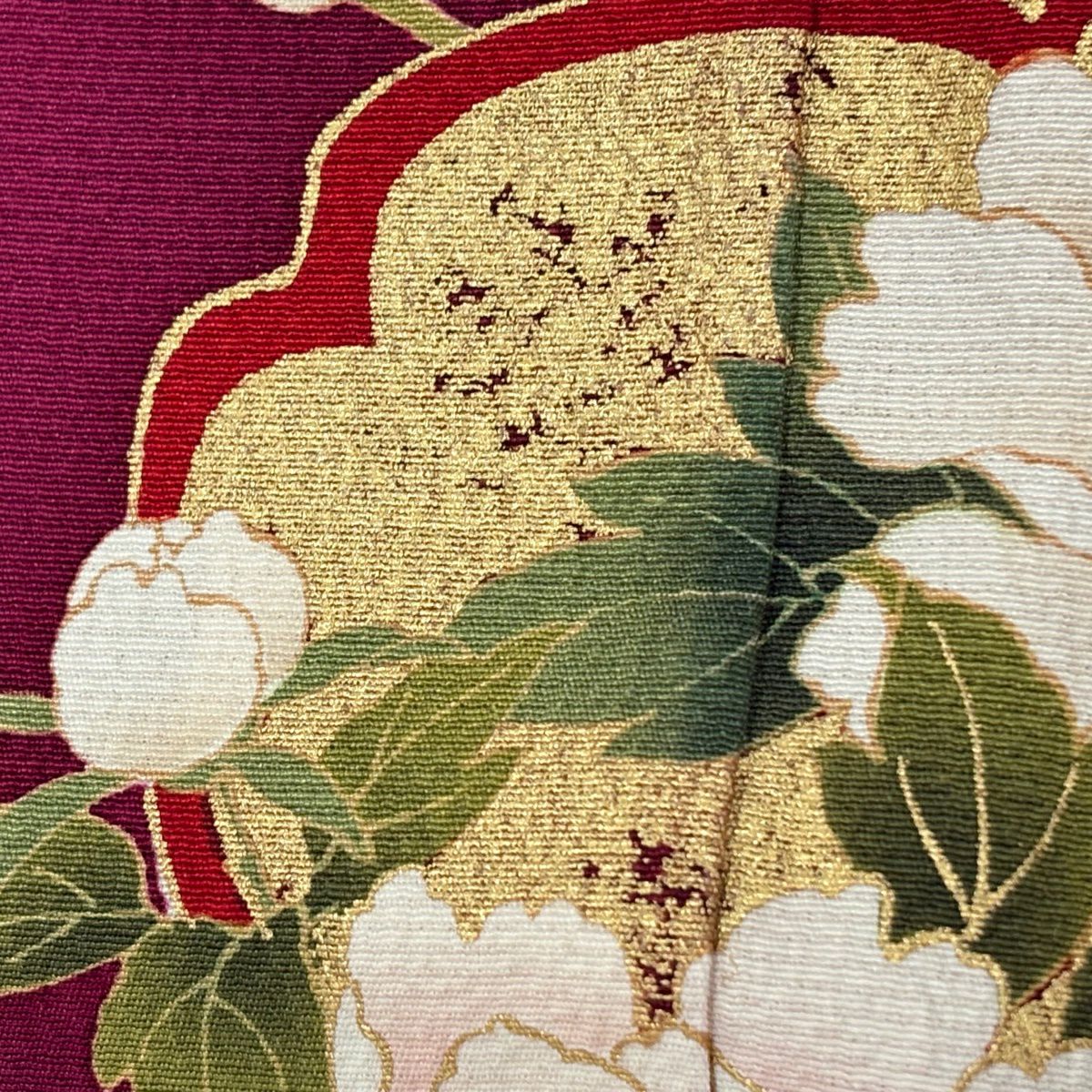 振袖禮服 身長166cm 袖長67cm M 雙層 櫻花 枝梅花 金銀彩 染分 紅紫 純蠶絲 秀品級