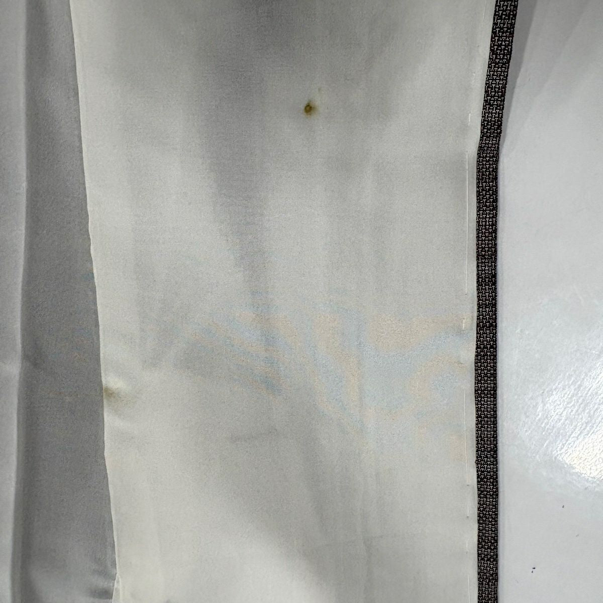 【美品】 紬織 身長156.5cm 袖長62.5cm S 雙層 縱條 幾何圖案 茶紫 純蠶絲 優品級