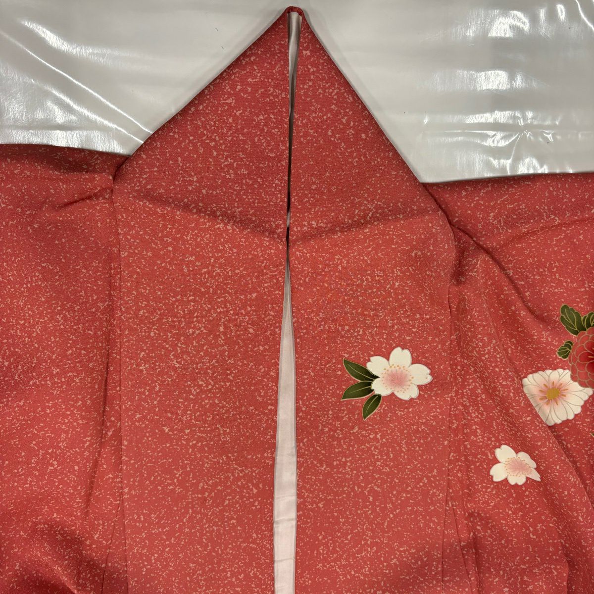振袖禮服 身長163cm 袖長66cm M 雙層 松樹 菊花 金銀彩 漸層 深粉 純蠶絲 優品級