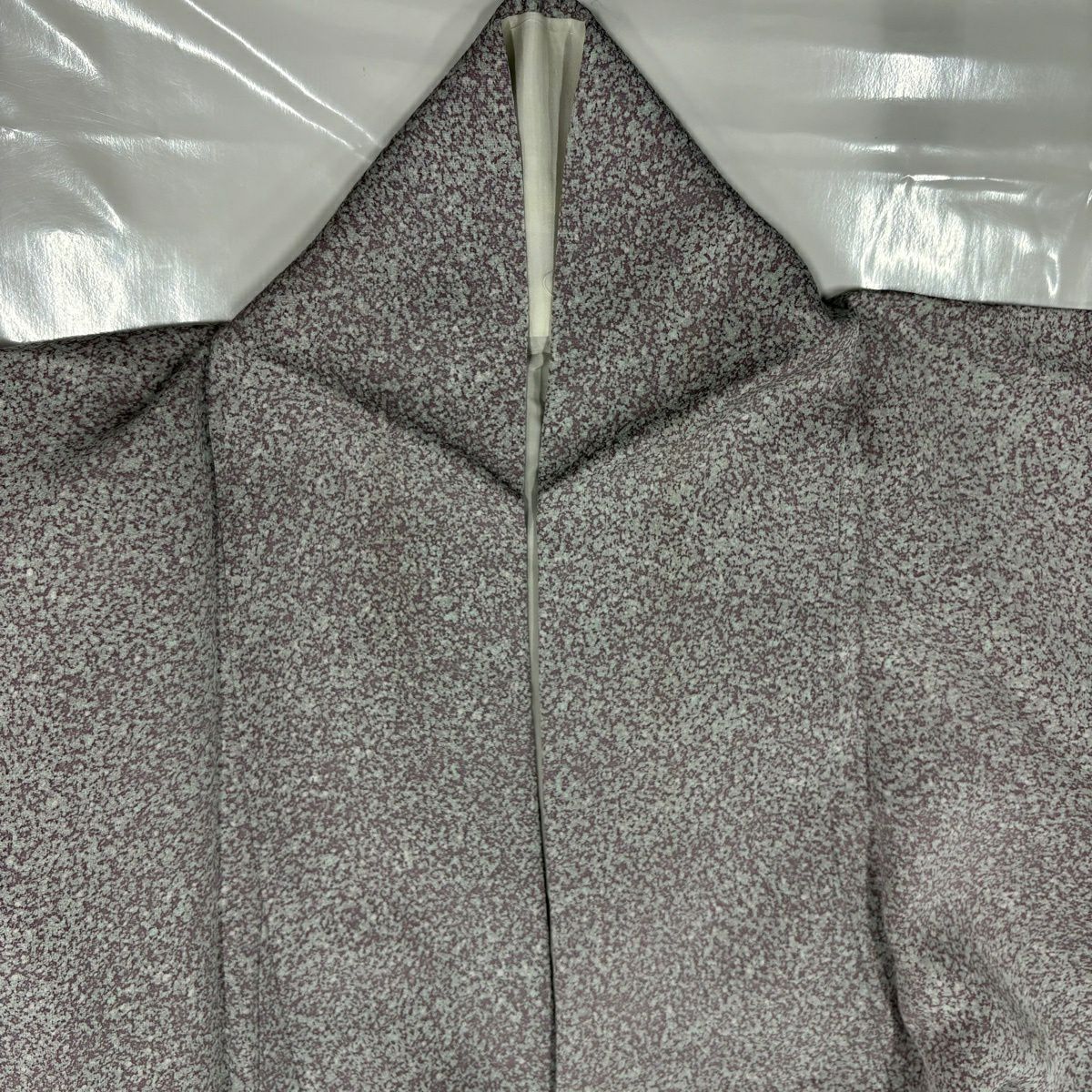 小紋 身長150.5cm 袖長61cm S 雙層 松樹井青青 落款あり 幾何學 灰紫 純蠶絲 秀品級