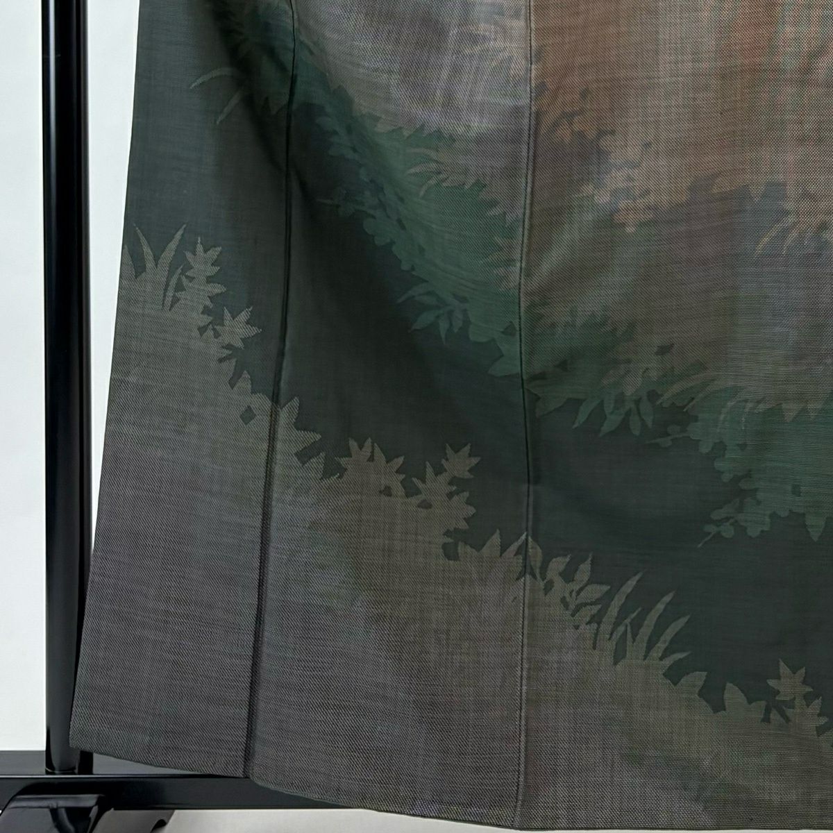 訪問服 身長159.5cm 袖長63.5cm S 雙層 草花紋紋 褐色 純蠶絲 優品級
