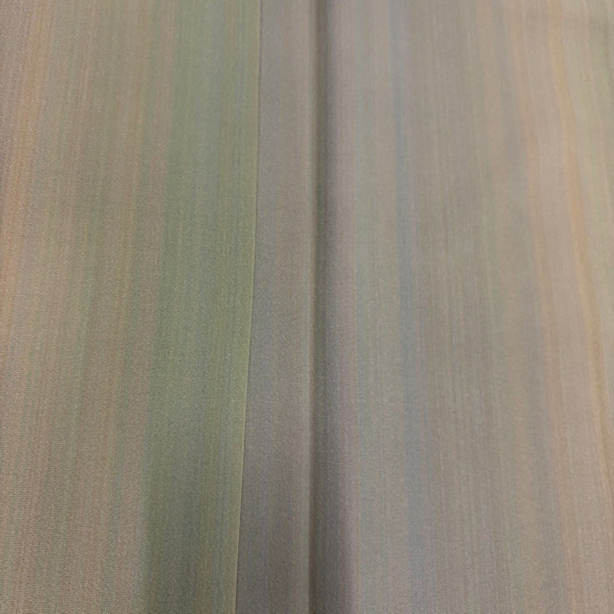 【美品】 小紋 身長157.5cm 袖長64cm M 雙層 縱條 逐漸變色 灰綠 純蠶絲 優品級