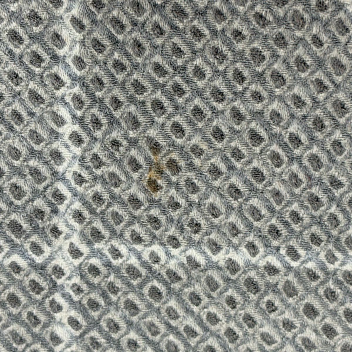 訪問服 身長154.5cm 袖長64cm M 雙層 菊花 格子 刺繡 金彩裝飾 灰 純蠶絲 秀品級