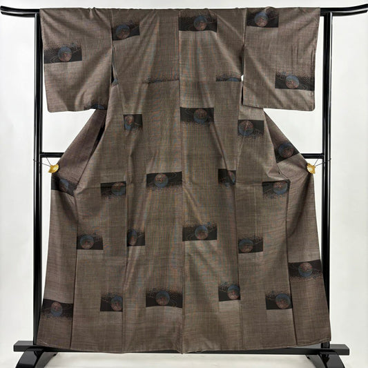 【美品】 紬織 身長159cm 袖長63.5cm S 雙層 巴齊領 手鞠 焦茶 純蠶絲 優品級