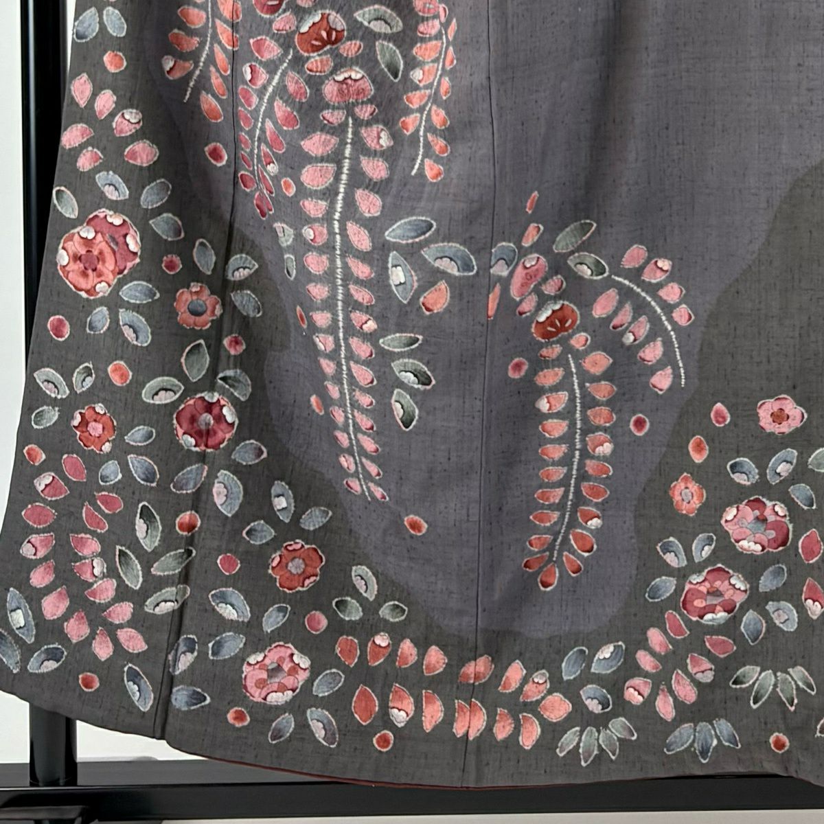【美品】訪問服 身長155cm 袖長64cm M 雙層 紬織織 辻花染 絞染 灰紫 純蠶絲 秀品級