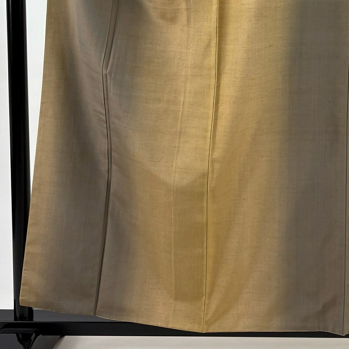 【美品】 紬織 身長159cm 袖長63cm S 雙層 縦ぼかし 淡黃土色 純蠶絲 優品級