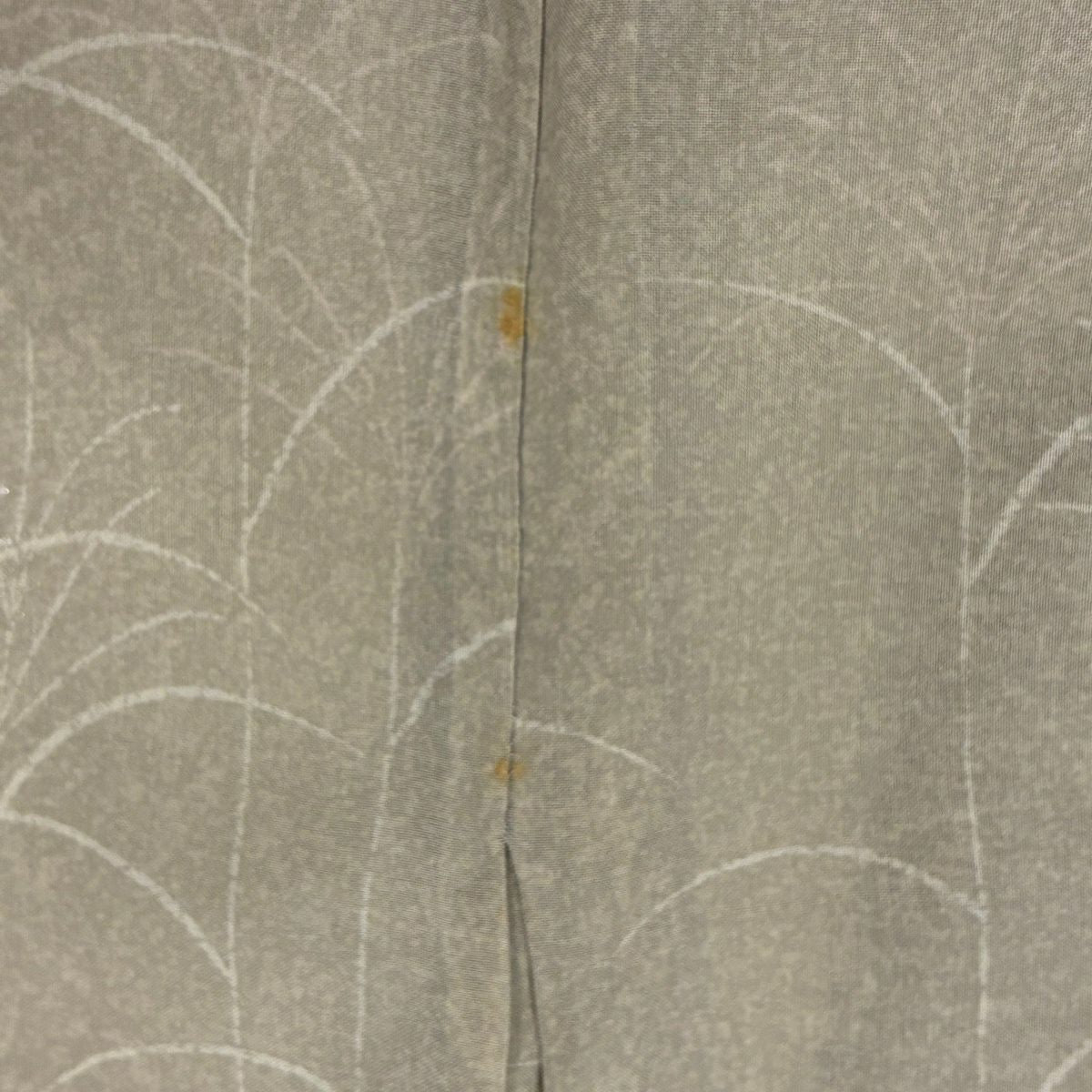 付下 身長155cm 袖長62cm S 薄物 螳螂 芒草 刺繡 銀線 米色 純蠶絲 名品級