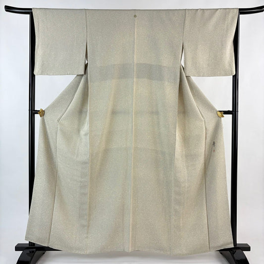 小紋 身長159cm 袖長66cm M 雙層 松樹井青青 落款有 幾何學 奶油色 純蠶絲 名品級 一個紋