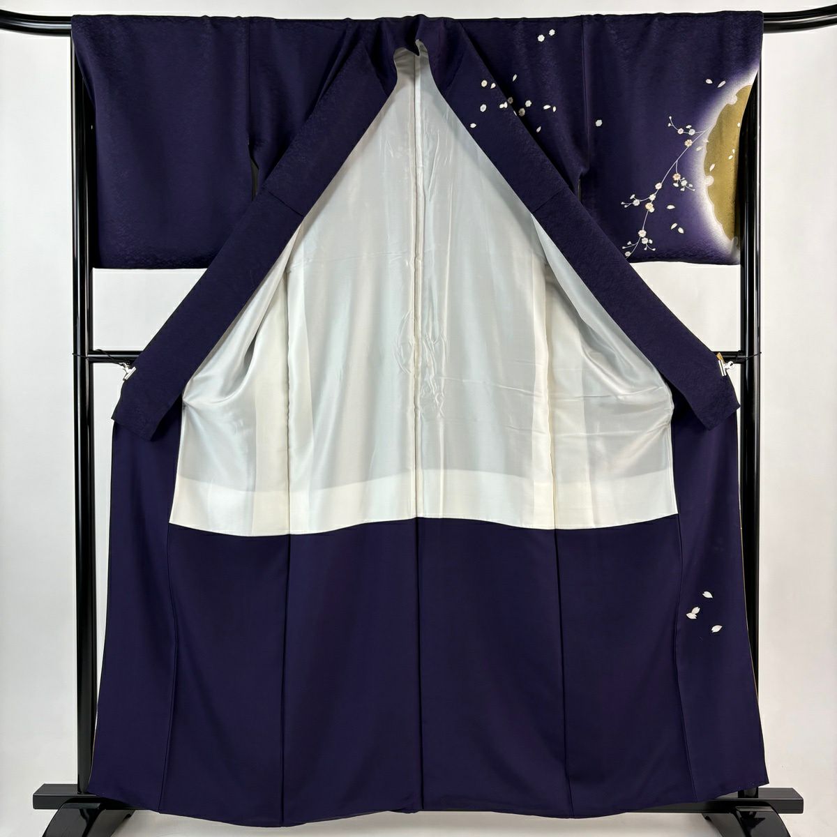 訪問服 身長160cm 袖長67cm M 雙層 枝花 雪輪 金絲 金銀彩 紫 純蠶絲 名品級