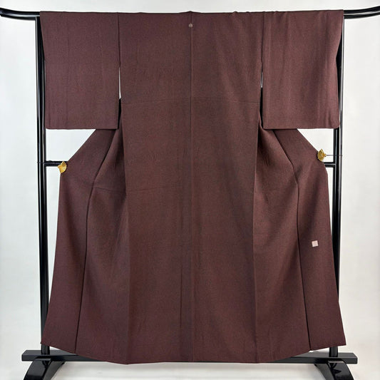 【美品】 江戶小紋 身長159cm 袖長66cm M 雙層 大和 落款あり 寶盡くし 紅紫 純蠶絲 名品級 一つ紋