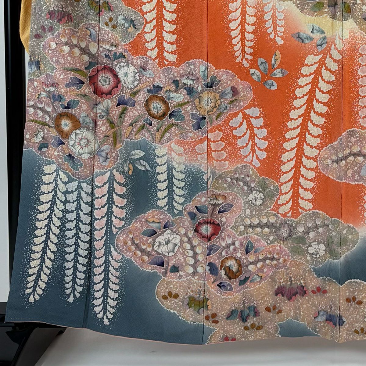 振袖禮服 身長161.5cm 袖長66cm M 雙層 翠山工房 落款あり 辻花染 漸層 淺橙色 純蠶絲 名品級