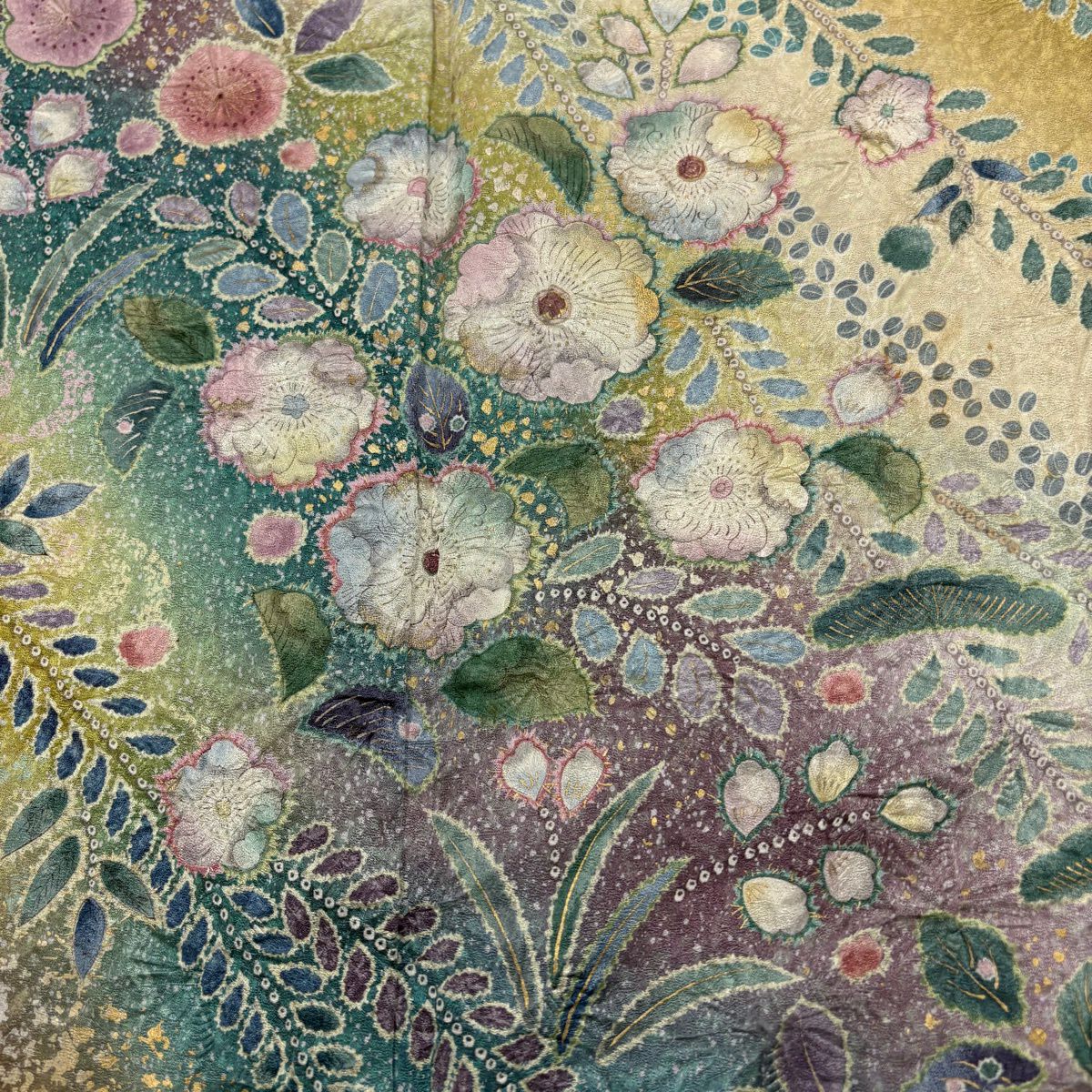 訪問服 身長156.5cm 袖長63.5cm S 雙層 辻花染 金銀彩 漸層 黃土 純蠶絲 名品級