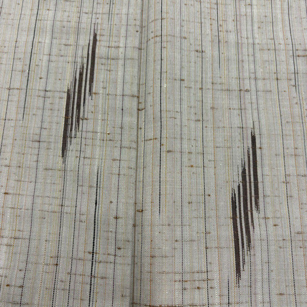 【美品】 紬織 身長163cm 袖長62.5cm S 單層 條紋 幾何學 薄小豆 純蠶絲 名品級