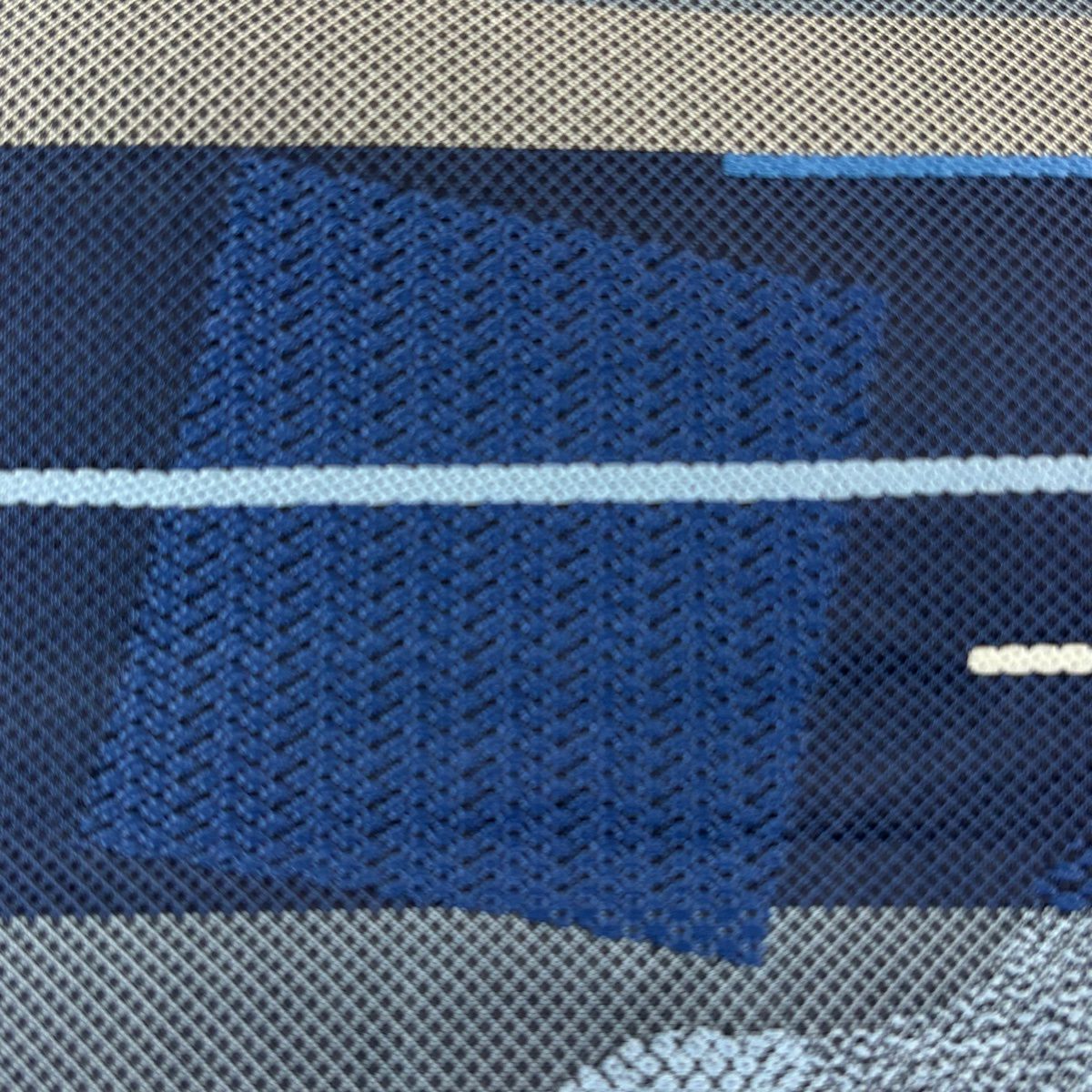 【美品】 袋帶 秀品級 藍染 幾何學 刺繡 藍色 全通 純蠶絲