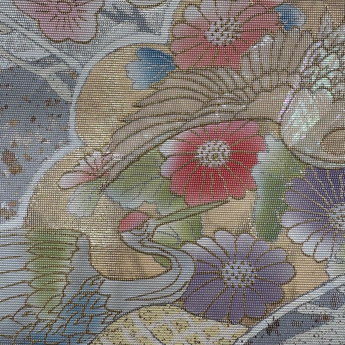 袋帶 優品級 仙鶴 松樹 金金箔 銀 お太鼓圖案 純蠶絲