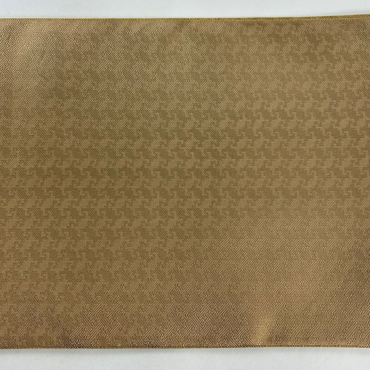 【美品】 袋帶 秀品級 鱗文 兔子 金金箔 淺茶 深色 六通 純蠶絲