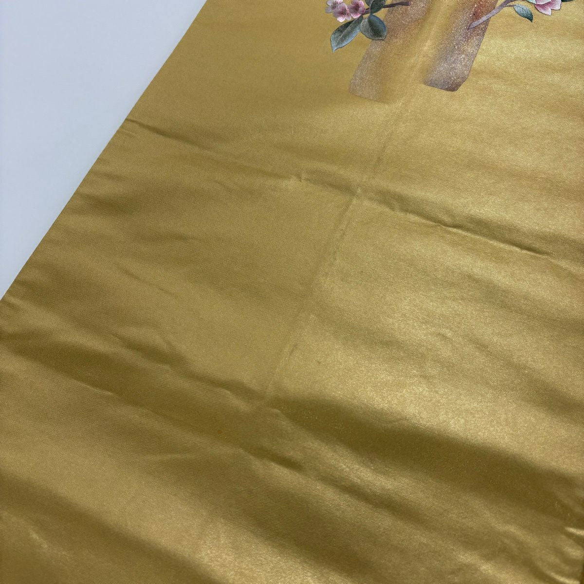 袋帶 秀品級 花器 草花紋紋 刺繡 金線 金色 大鼓圖案 純蠶絲