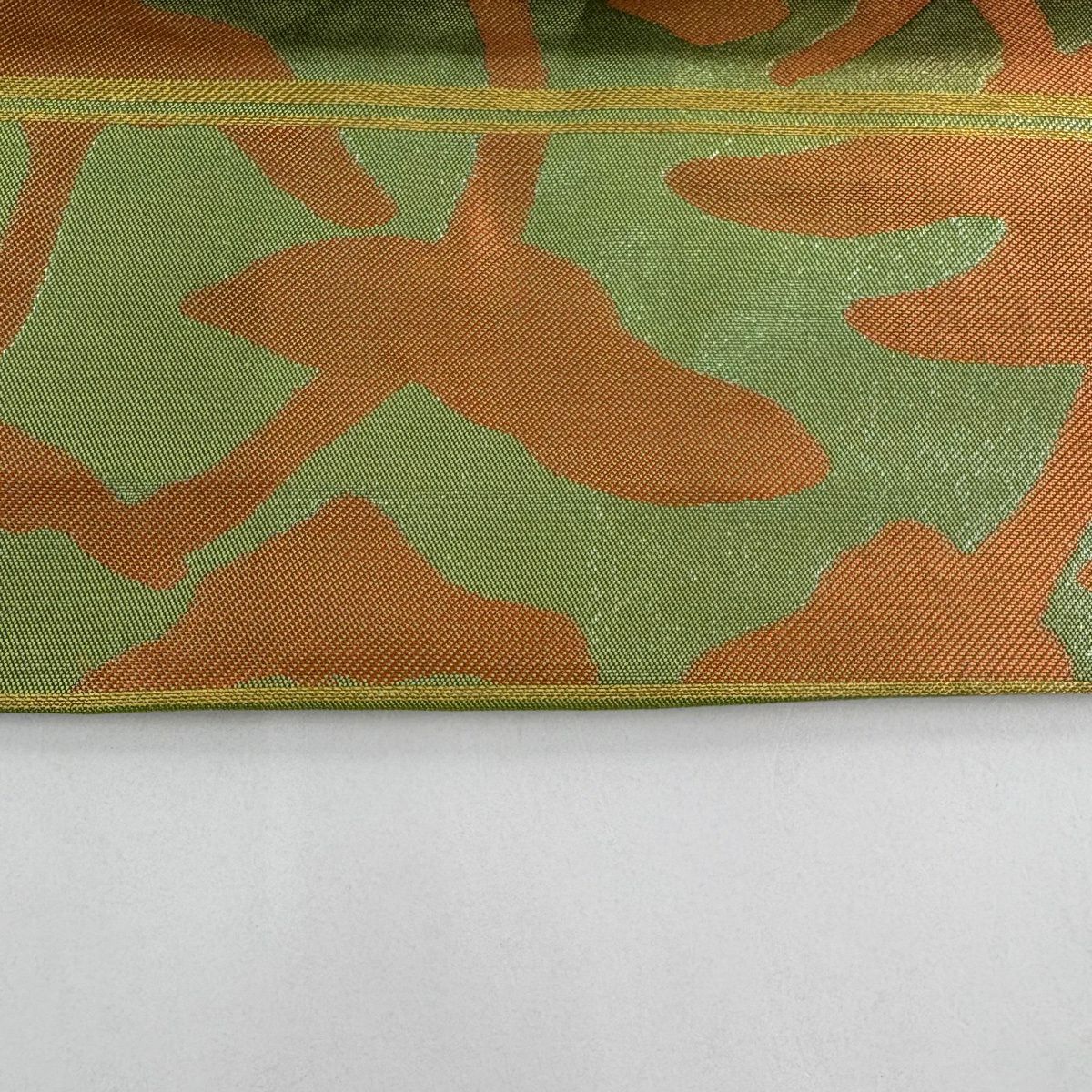 袋帶 秀品級 織悅 落款あり 關西仕立 樹木 金金箔 艾草 綠 全通 純蠶絲