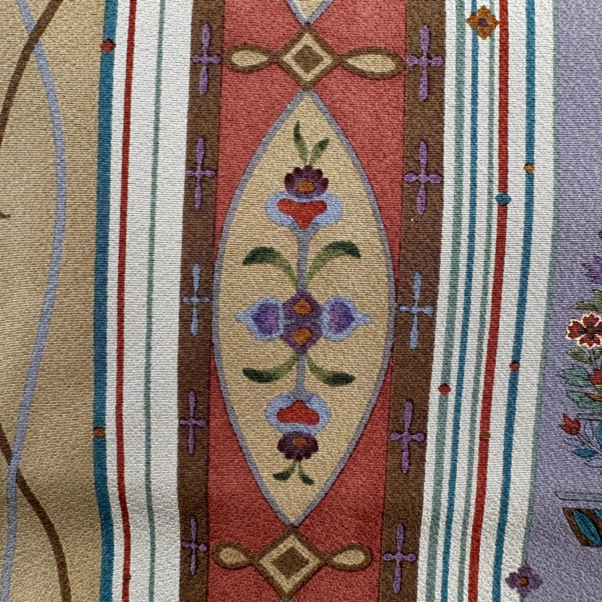 【美品】名古屋帶 秀品級 鳥 草花紋 金彩裝飾 灰綠 純蠶絲