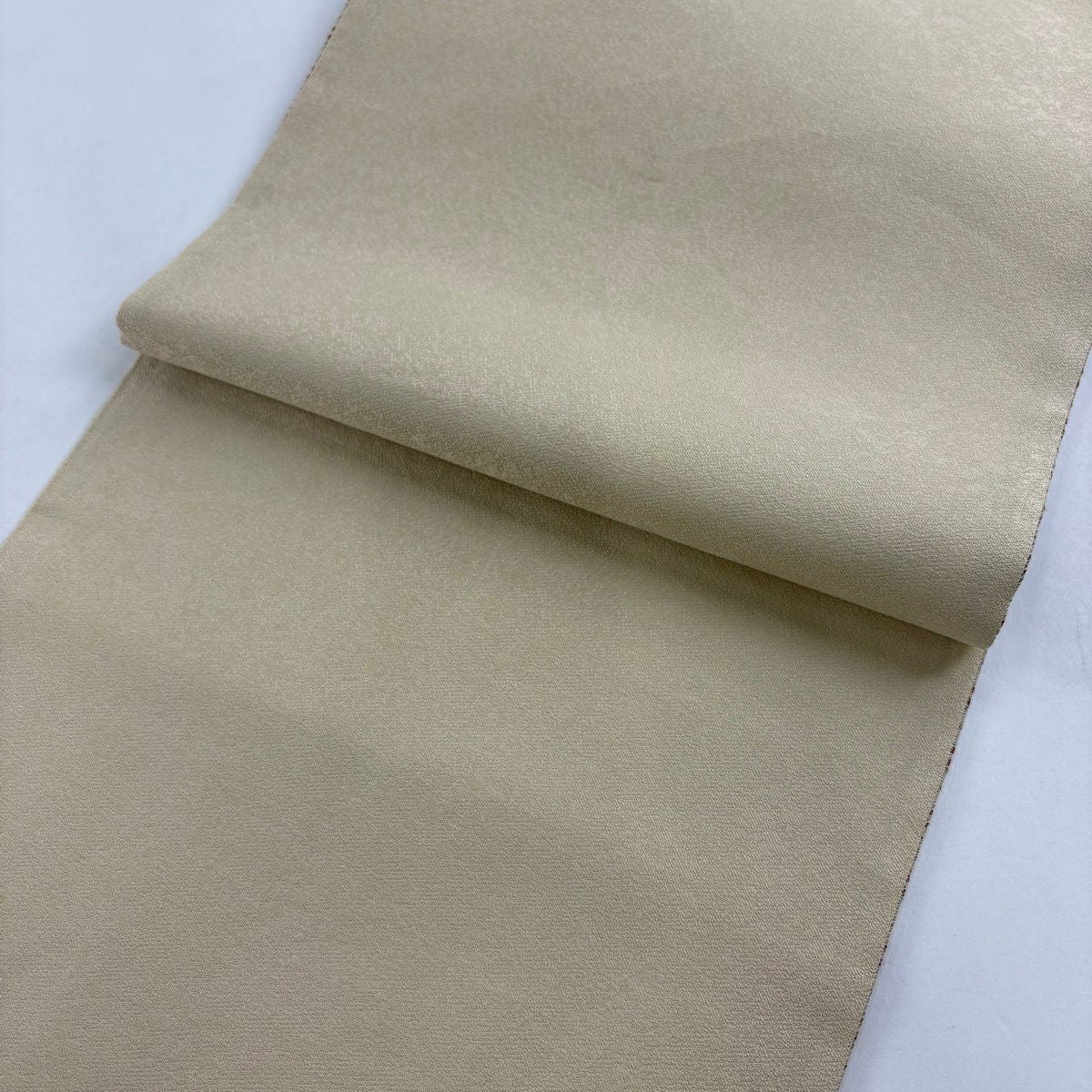 【美品】 袋帶 秀品級 格子 幾何學 米色 六通 純蠶絲