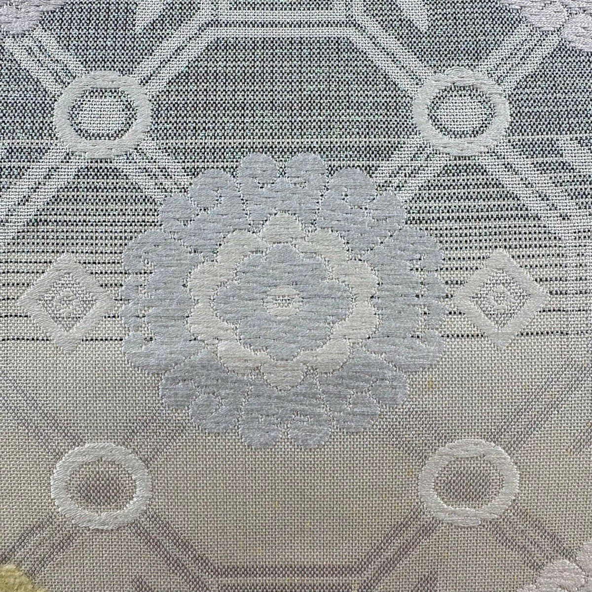 開口名古屋帶 秀品級 蜀江華紋 金金箔 灰白 純蠶絲