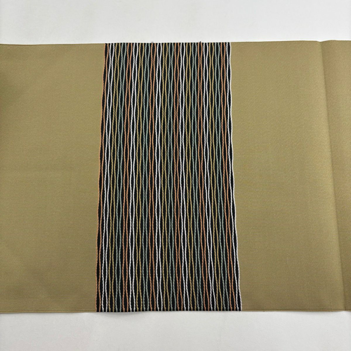【美品】 名古屋帶 優品級 八寸名古屋帶 松樹葉仕立 雜紋 幾何圖案 淺茶 純蠶絲