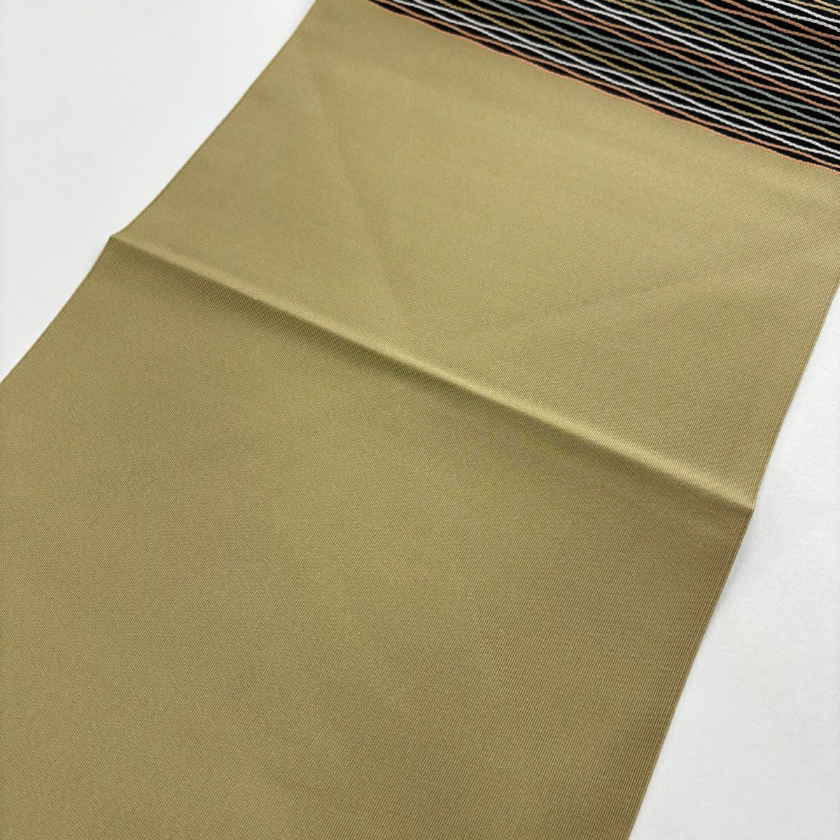 【美品】 名古屋帶 優品級 八寸名古屋帶 松樹葉仕立 雜紋 幾何圖案 淺茶 純蠶絲