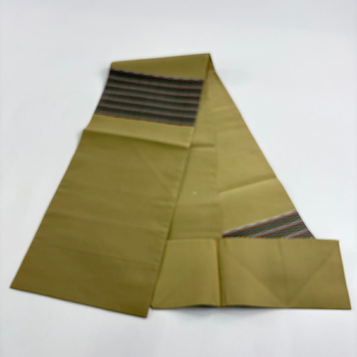 【美品】 名古屋帶 優品級 八寸名古屋帶 松樹葉仕立 雜紋 幾何圖案 淺茶 純蠶絲