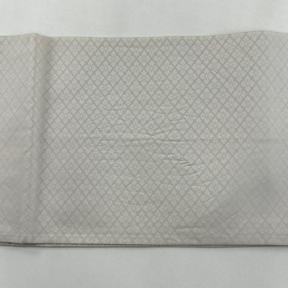 【美品】 袋帶 名品級 草花紋紋 籠目 金銀彩 米色 六通 純蠶絲